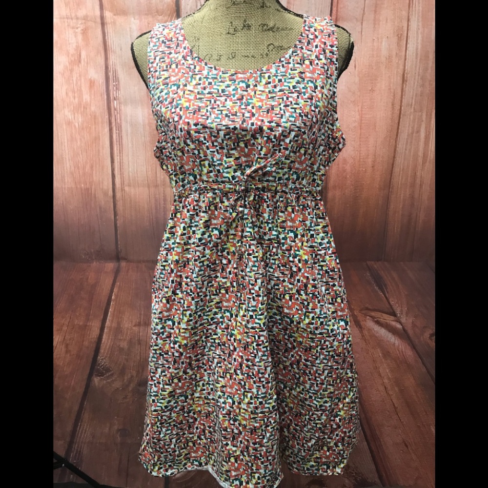 Tulle L cotton abstract print dress